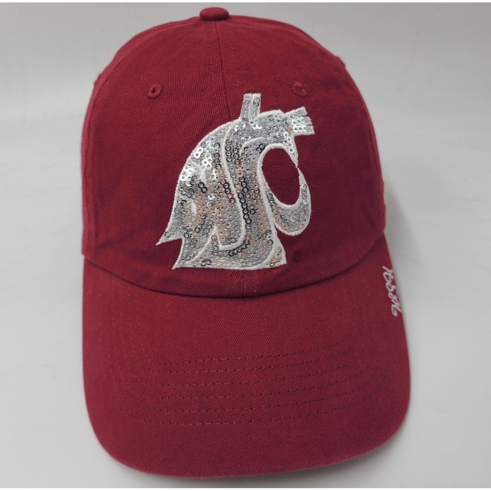 Women Washington State University Cougars Sequins 47 Brand Strapback Hat Cap Red